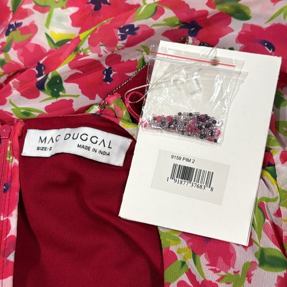 Mac Duggal #9158 Plunging V-Neck Cutout Floral Mini Dress - Size 2 - Picture 5 of 5